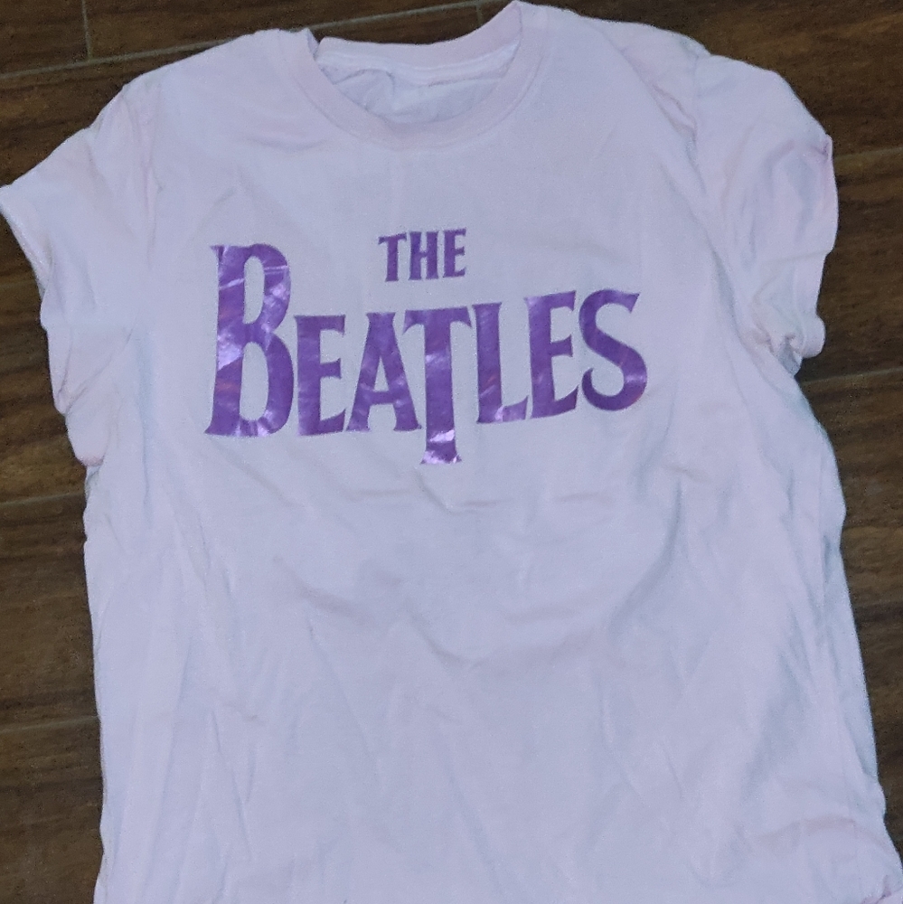 The Beatles | Pink Metallic Logo Tee